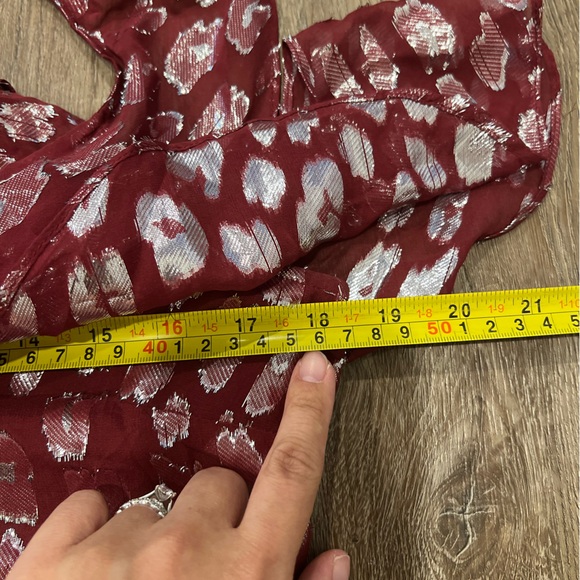 Veronica Beard Benton Maroon Silk Metallic Blouse - Picture 5 of 11